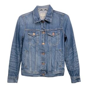 J Crew Denim Trucker Jacket Womens XXS Blue Distressed
100% Cotton